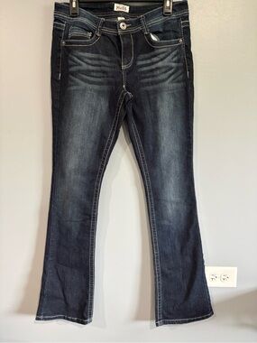 Mudd Dark Wash Bootcut Jeans Size 11 Thick Stitch Y2K Boho